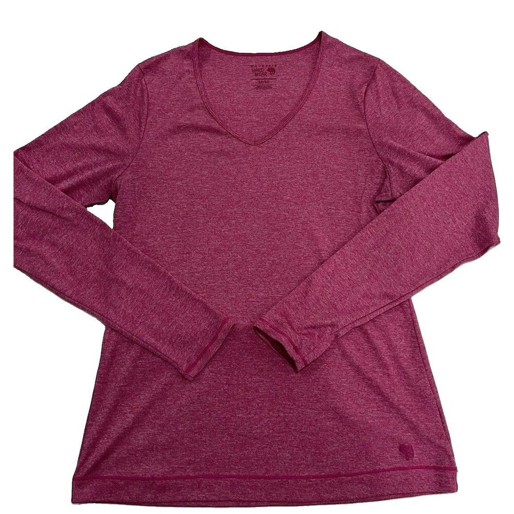 Mountain Hardwear Wicking Long Sleeve Active Shirt Women's M Pink V-Neck Top